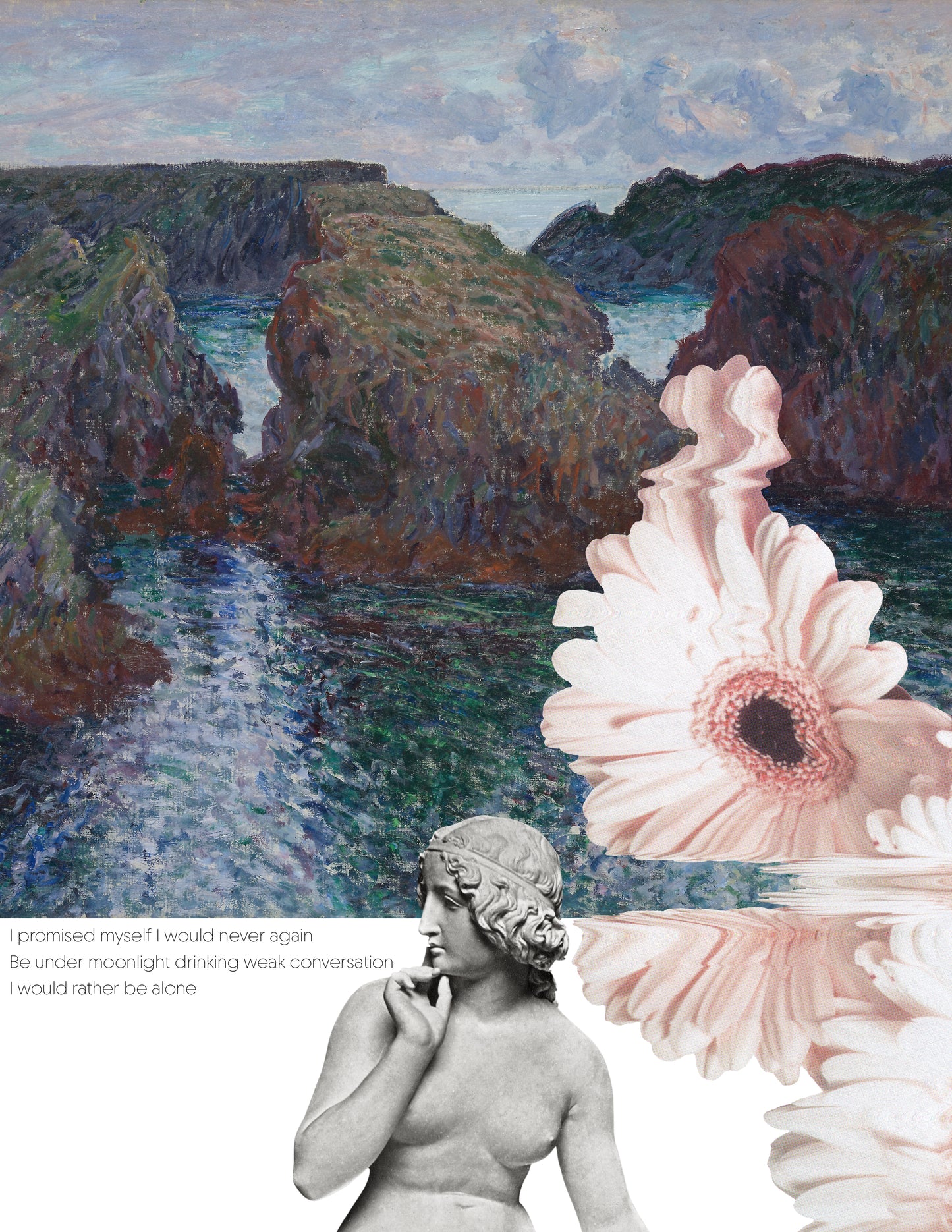Weak Conversations Under Moonlight - Moody Poetry Collage Art Print