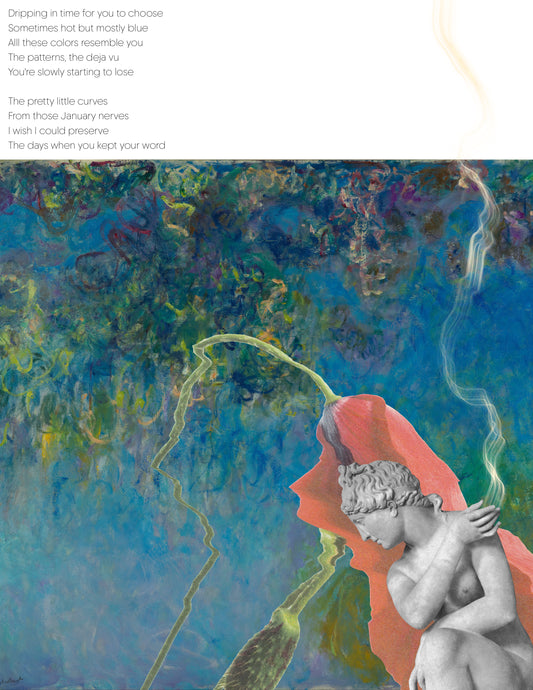 Mostly Blue - Surreal Poetry Collage Art Print